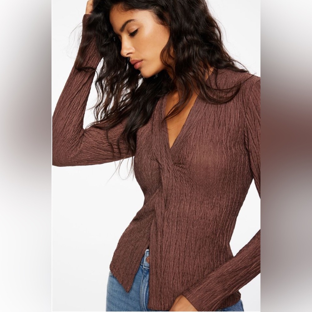 Dynamite Long Sleeve Textured Top